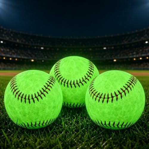 Ayedvan 3PCS Light Up Baseball Glow in The Dark Light up Glow Balls Official Size Baseball Gift and Baseball Fans Baseball Accessories