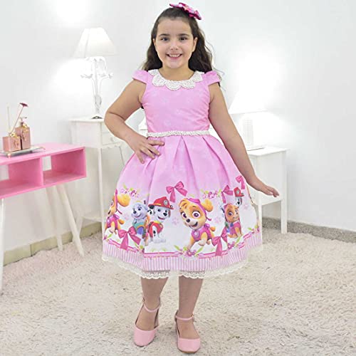 Vestido Patrulha Canina Skye Luxo Rosa