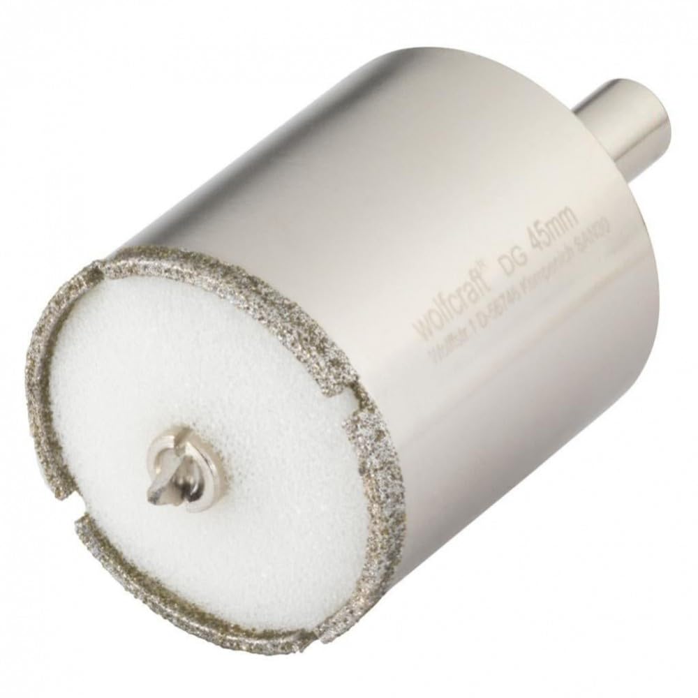 Wolfcraft 5928000 Diamond Ceramic Hole Saw accessory with 10 mm Shank and 45 mm Ø Sponge Included