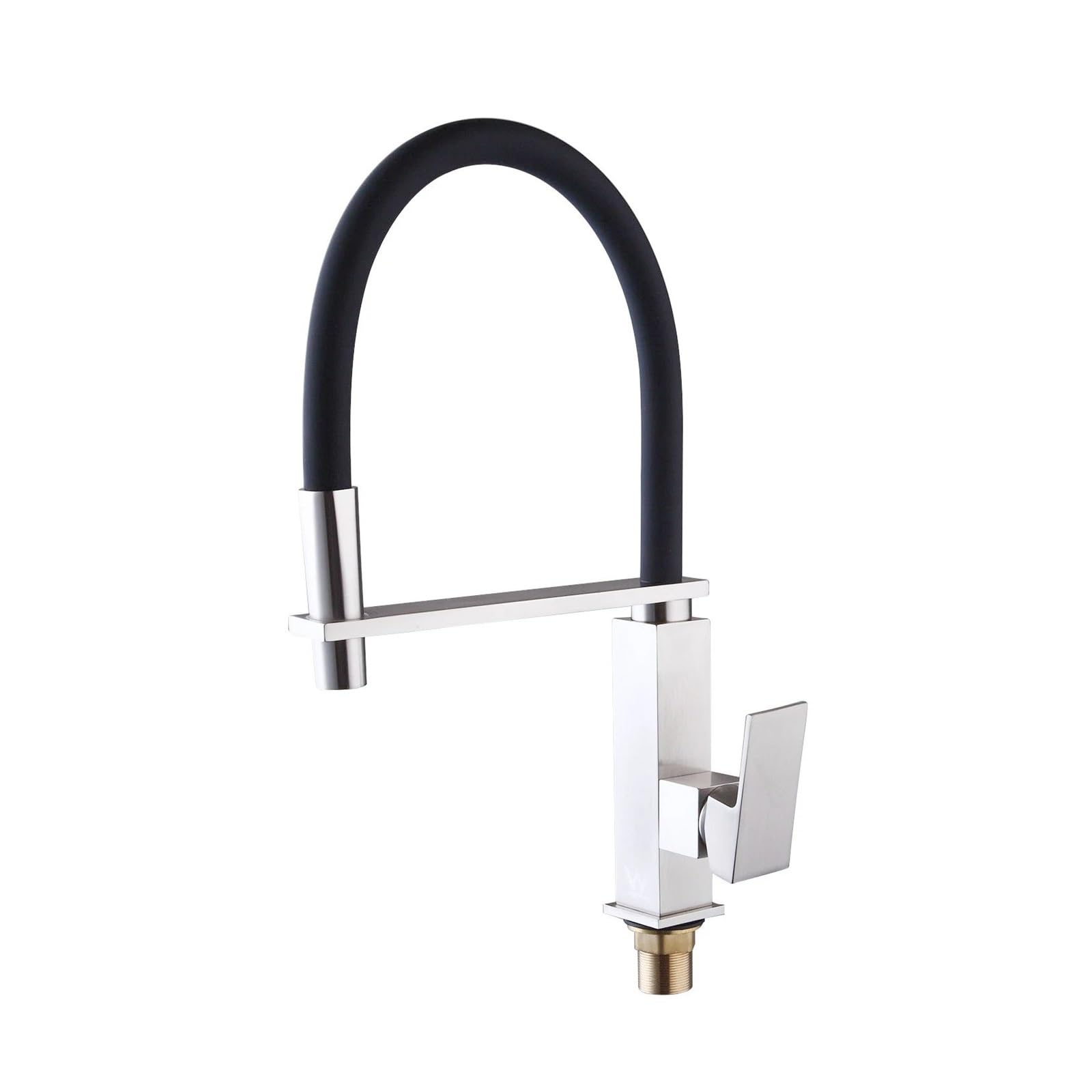 Robinet de cuisine avec douchette extractible et bec rotatif à 360° en nickel brossé