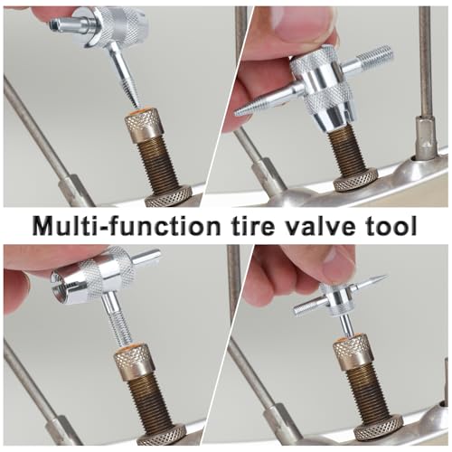 Image of BOXOB 8pcs 4-Way Tyre Valve Stem Core Removal Tool, 4 in 1 Multifunctional Tire Valve Core Remover Tire Stem Puller for Bicycle Bike Automobile Car