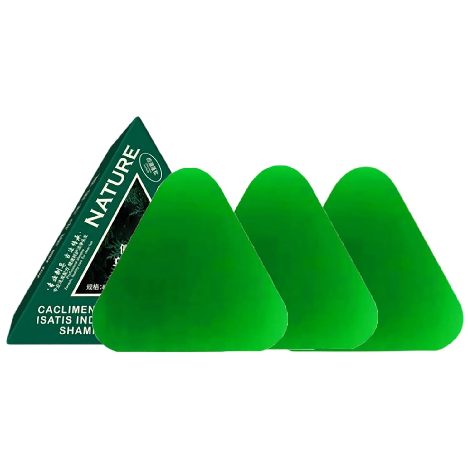 Nature Triangle Shampoo Bar, Usman Grass Shampoo Soap, Seven Green Shampoos Soap, Vegetable Solid Shampoo Bar, Strengthens Straight Hair, for Women and Men (3 Pieces)