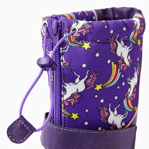 PATPAT Girls and Boys Winter Snow Boots Adjustable Bungee Lace and Hook & Loop Straps Front Zipper Waterproof Outdoor Boot3