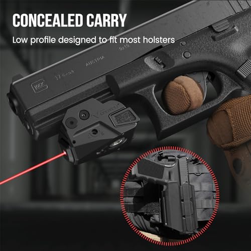 Votatu H6L-R Ultra Compact Pistol Red Laser Sight, Rechargeable Sub-Compact Red Dot Laser Beam with Handgun Rail Locating Keys for Glock, 1913 Picatinny, Sig P320, Beretta 90two, S&W 99 and S&W TSW - Thumbnail 2