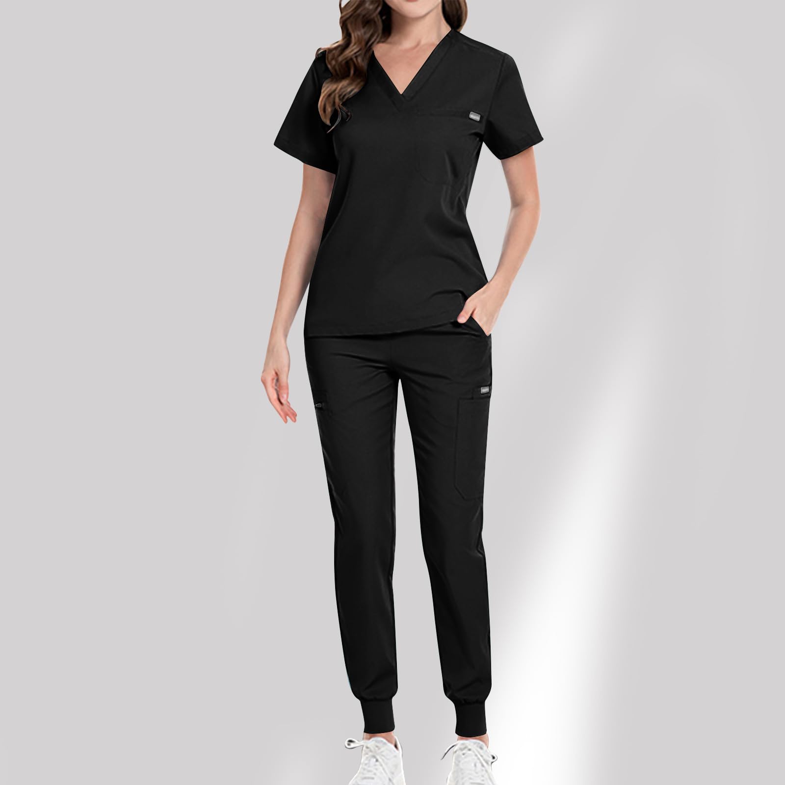 Kasacks Damen Pflege 2-Teiliges Set Medizinische Uniform Set Pflege Set Sommer Stretch Schlupfhemd Schlupfhose Schrubb-Set Arbeitskleidung Medizinische Arbeitskleidung für Pflege Ärzte und Ärztinnen