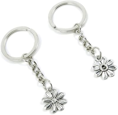 50 Pieces Keychain Keyring Door Car Key Chain Ring Tag Charms Supplies W9DR5B Chrysanthemum Daisy Flower