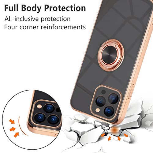 EYZUTAK Electroplated Magnetic Ring Holder Case for iPhone 15 Pro - Image 2