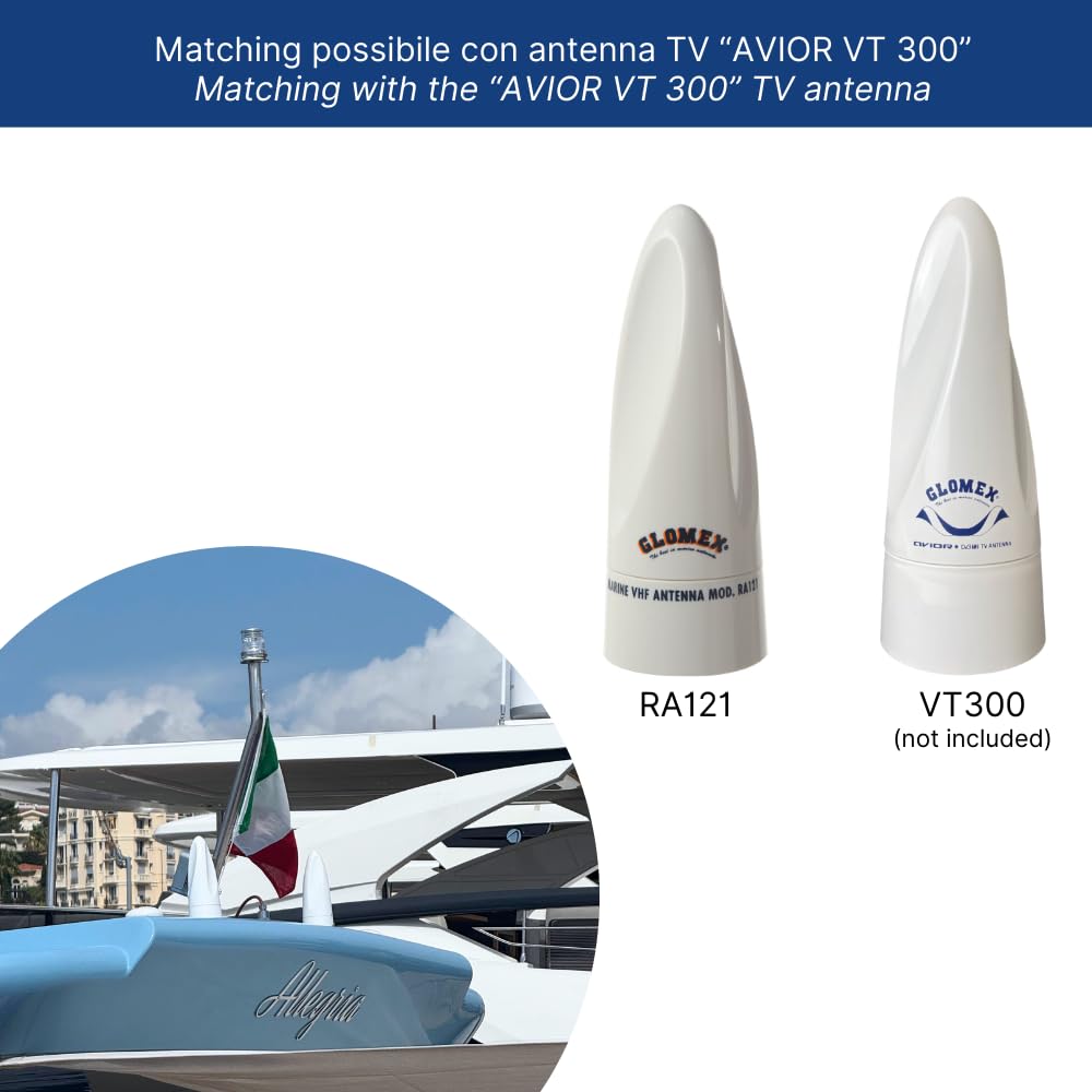 Glomex ANTENA VHF - 210 MM - FIBRA - SOPORTE B