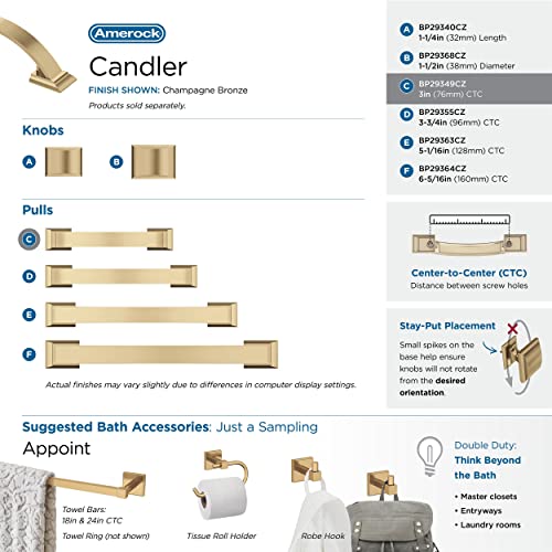 Image of Amerock | Cabinet Pull | Champagne Bronze | 3 in (76 mm) Center-to-Center Drawer Pull | Candler | Kitchen and Bath Hardware | Furniture Hardware