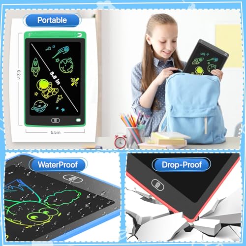 Image of Vaku Luxos 8.5 Inch LCD Rewritable Slate Pad for Kids & Adults Drawing & Writing | One-Touch Erase Digital Writing Board | Eco-Friendly Paperless Tablet for Learning, Notes & Creative Fun - Red