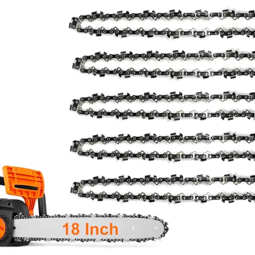 5Pack 18 Inch Chainsaw Chain 62 Drive Links 3/8' LP Pitch .050' Gauge Fits Poulan Pro 18 Inch Chainsaw Chain, Oregon, Echo, EGO AC1800, Craftsman, McCulloch, Remington, Kobalt and more
