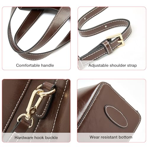 Image of LAORENTOU Women Crossbody Handbags Genuine Leather Satchel Handbags for Women Top-handle Shoulder Tote Purses