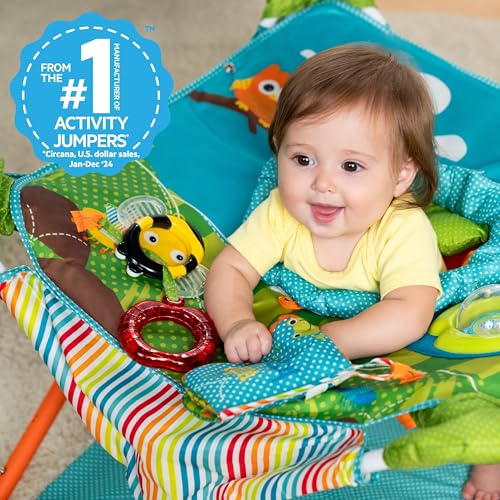 Bright Starts Pop 'N Jump Portable Activity Jumper, Indoor/Outdoor Use, Owl Forest with 4 Sensory Toys, Ages 6-12 Months - Image 5