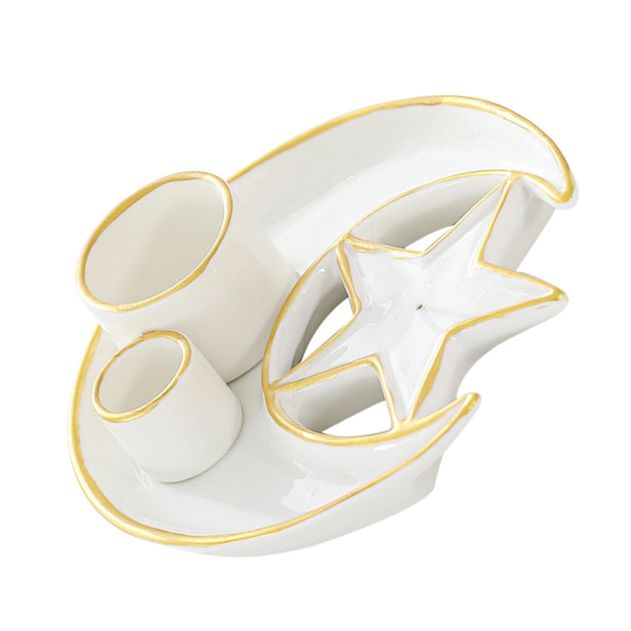 Garneck Porta Incienso Diseño de Hierbas Aromáticas de Cerámica Blanco Quemador Decorativo y Bandeja Multiusos Adecuado para Decoración de Escritorio Hogar