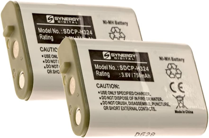 Synergy Digital Cordless Phone Batteries, Compatible with Panasonic HHRP103 Cordless Phone, (Ni-MH, 3.6V, 750 mAh) Ultra Hi-Capacity, Combo-Pack Includes: 2 x SDCP-H324 Batteries