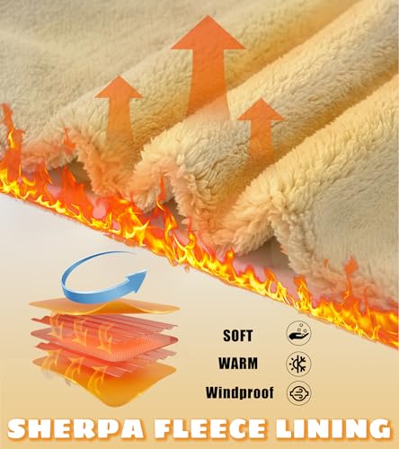 KEFITEVD Men's Crewneck Sweatshirt Warm Sherpa Lined Sweatshirts Heavyweight Long Sleeve Shirts Winter Fleece Pullover3