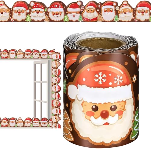Borde de tablón de anuncios de Navidad, decoración navideña de aula de 33 pies para exhibiciones educativas festivas, colorido y diseño con fácil aplicación, perfecto para profesores, escuelas