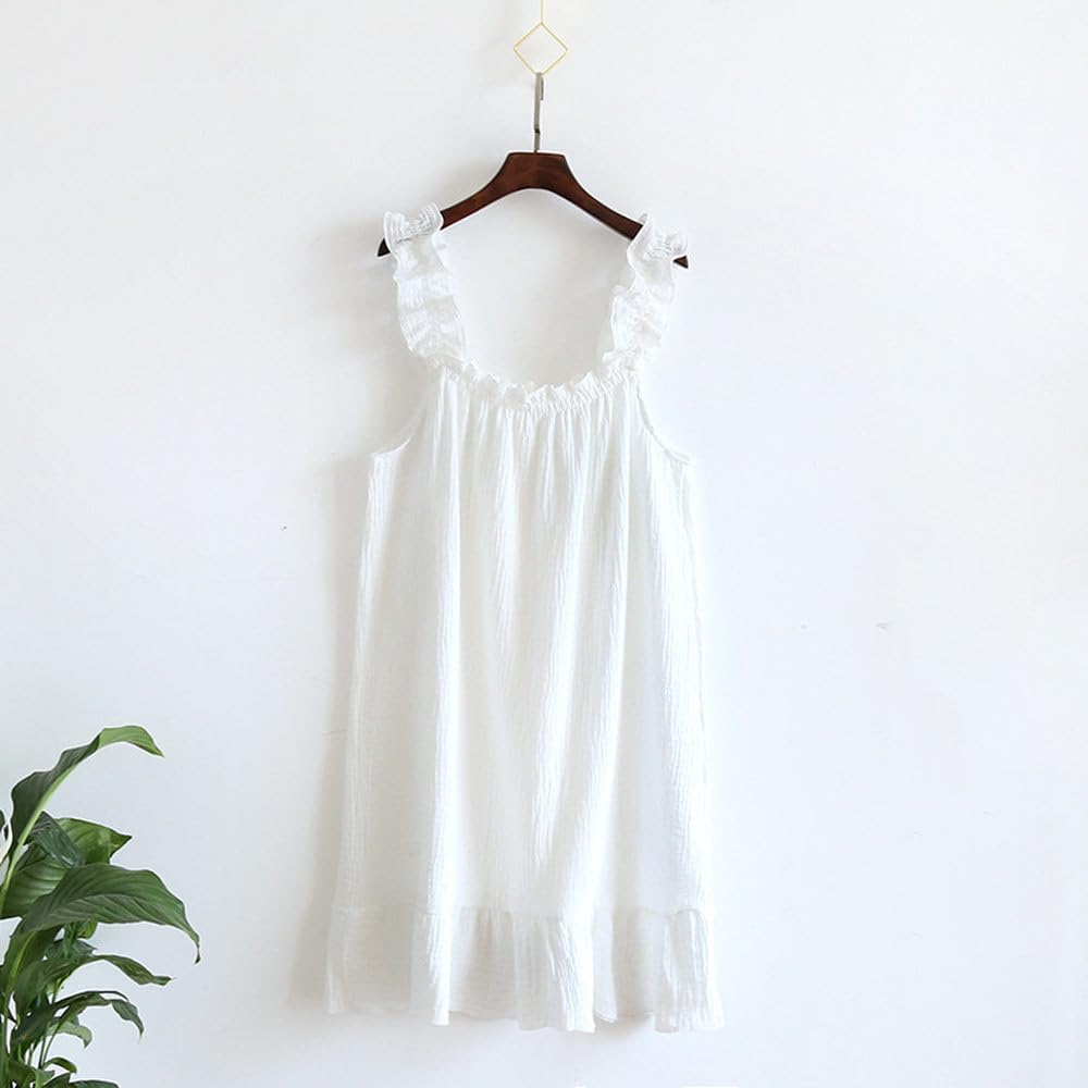 Camisón para Mujer - Camisones De Dormir Sueltos para Mujer, Camisón De Algodón con Volantes para Verano, Camisa De Noche para Niña, Ropa para El Hogar para Mujer