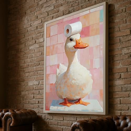Canard fantaisiste toile décoration murale moderne pour salle de bain élégante