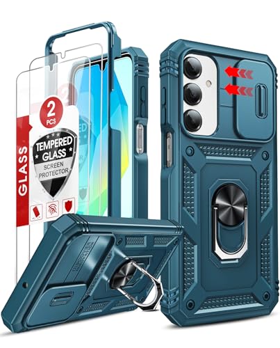 LeYi for Samsung Galaxy A17/A16-5G Case: Galaxy A17 5G Phone Case with 2 X Tempered Glass Screen Protector, Magnetic Kickstand, Cell Forro Protection de Galaxy A16 5G Phone Case Cute, Sea Blue
