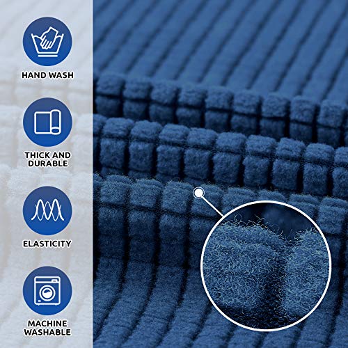 KEKUOU Stretch Oversized Sofa Slipcover 1 Piece Couch Sofa Cover (94"-110") Furniture Protector 4 Seater Sofa with Elastic Bottom for Kids,Pet.Jacquard Checked Pattern Fabric(X Large,Classic Blue)
