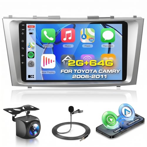 Image of 5GHz-WiFi 2G+64G Car Radio for Toyota Camry 2006 2007 2008 2009 2010 2011 with Wireless CarPlay Android Auto, 9 Inch Touch Screen Android 15 Car Stereo HiFi Audio GPS Bluetooth SWC HD Camera