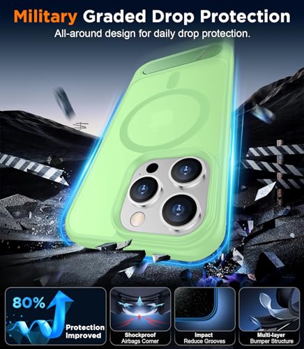 Image of Magnetic Compatible with iPhone 14 Pro Max Case, [Built-in Invisible Kickstand][Compatible with MagSafe] [Military Grade Shockproof] Slim Translucent Matte Phone Case for iPhone 14 Pro Max 6.7 inch