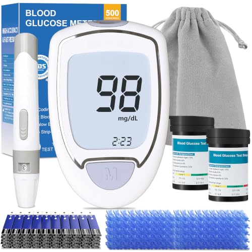 Blood Glucose Monitor, Glucometer Kit with 100 Strips and Lancets, Diabetic Testing Kit with Auto Eject, No Coding, Large Display for Seniors, Blood Sugar Testing Kit for Travel &amp; Home Use