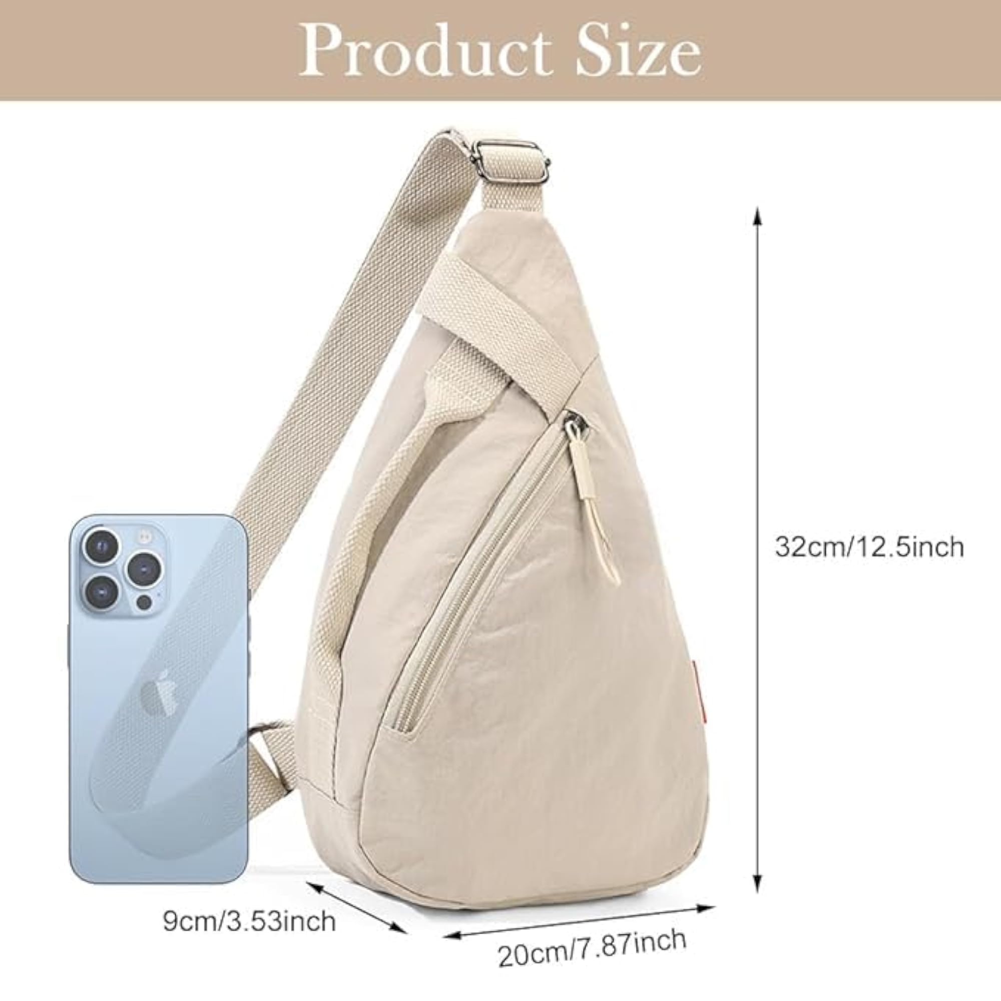Lightweight Nylon Sling Backpack for Women & Men, Adjustable
