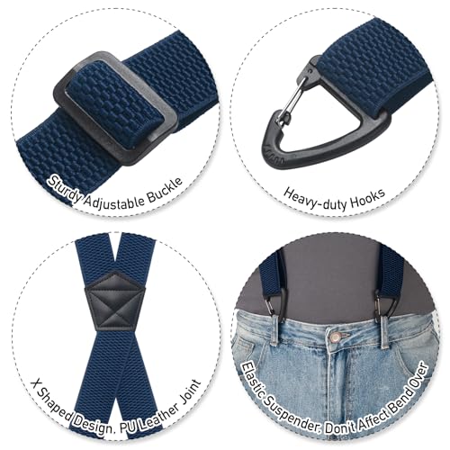 Image of SUNEZLGO Suspenders for Men Heavy Duty, X Back Hidden Suspender 1.5 inch Under Clothing, Adjustable Work Suspenders for Men Women