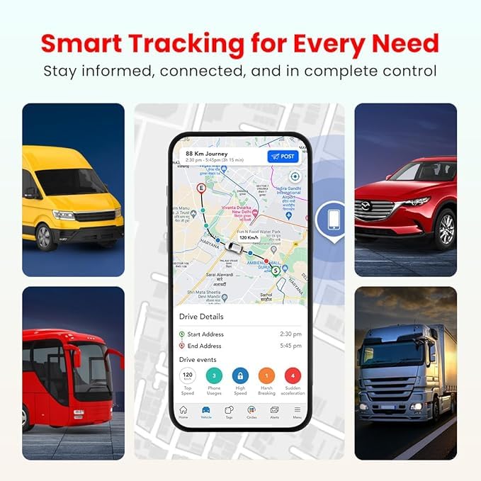 Image of Wireless OBD GPS Tracker Free 3Years Plan SIM, Instant Plug n Play On /Off Engine & Battery Alerts for Personal Vehicle Car EV Truck Driver Score, Live Location Alexa Voice Geo Fencing Alerts