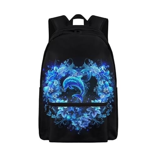 Cugasmaru Schulrucksack für Mädchen, Büchertasche, 43,2 cm, Schultasche für alle Kinder, modisches Geschenk, Delfin, Größe L