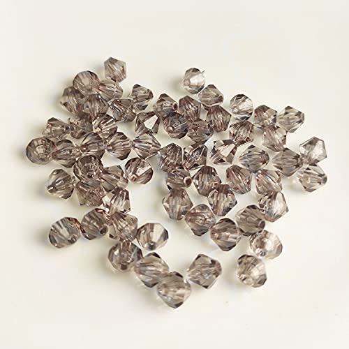 Kopper-24 Doppelkegel/Bicone 6 mm 80 Stück - Perlen Kristall Lose Perlen mit Loch 100er Set DIY Basteln mit Loch tschechische Facettiert Beads Schmuck Acryl auffädeln Nieten Steine - Grau
