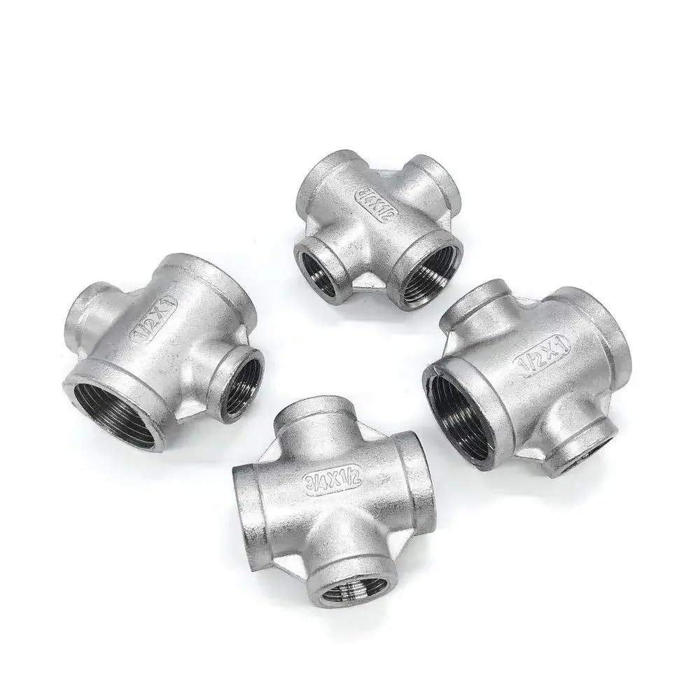 Reductor Hembra BSP de 1-1/2" a 1" en Cruz, 4 vías, Acero Inoxidable 304, for tuberías de Agua, Gas y petróleo