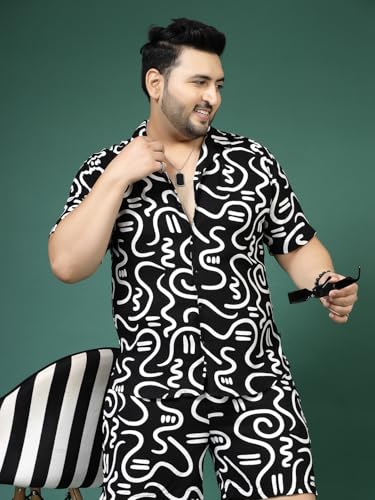 Image of Rigo Printed Co-Ord Set for Men's | Casual Shirt & Shorts Night Suit Set | Lounge-wear Nightdress Pajama Set for Men's | Night Wear, Beach Wear, Vacation Wear Outfit