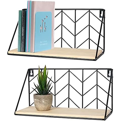 TIMEYARD Floating Shelves Wall Mounted Set of 2 Rustic Arrow Design Wood Storage for Bedroom, Living Room, Bathroom, Kitchen, Office, etc Cover