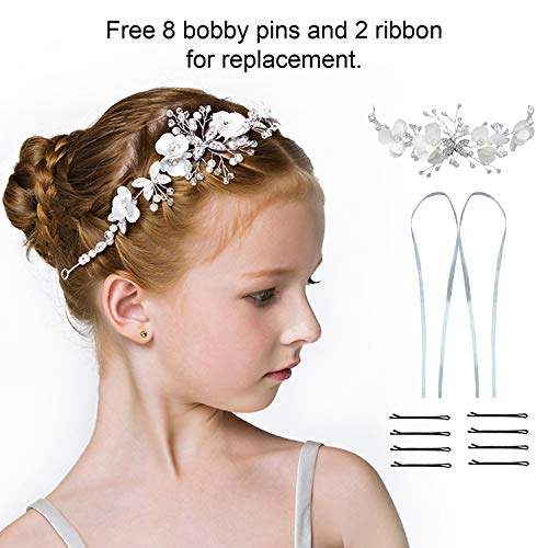 2 Pieces Wedding Flower Crown Princess Wedding Headpiece Communion Veil Crystal Hair Pieces Tiara For Girls Wedding And Flower Girls #TOP5