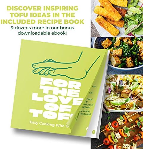 TofuBud Tofu Press - Tofu Presser for Firm or Extra Firm Tofu - Tofu Maker with Water Drainer Made from Durable Sustainable Materials - Tofu Recipe Book Included