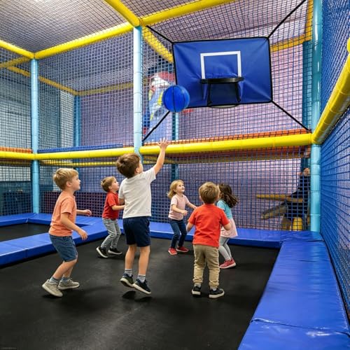 Cesta de baloncesto para niños adaptable a trampolín de patio grande 6