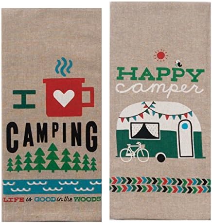 Kay Dee Designs Camping Adventures Chambray Towel Set - One Each Happy Camper & I Heart Camping
