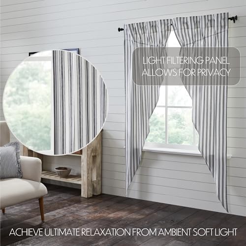 VHC-Brands-Sawyer-Mill-Ticking-Stripe-Prairie-Panel-Black-84x36x18-Set-of-3 VHC Brands Sawyer Mill Ticking Stripe Prairie Panel Black 84x36x18 Set of 3