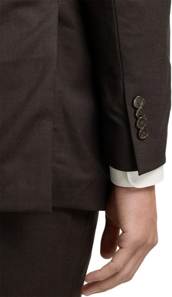 Paul Fredrick Men's Wool Stretch Bengaline Peak Lapel Suit Jacket