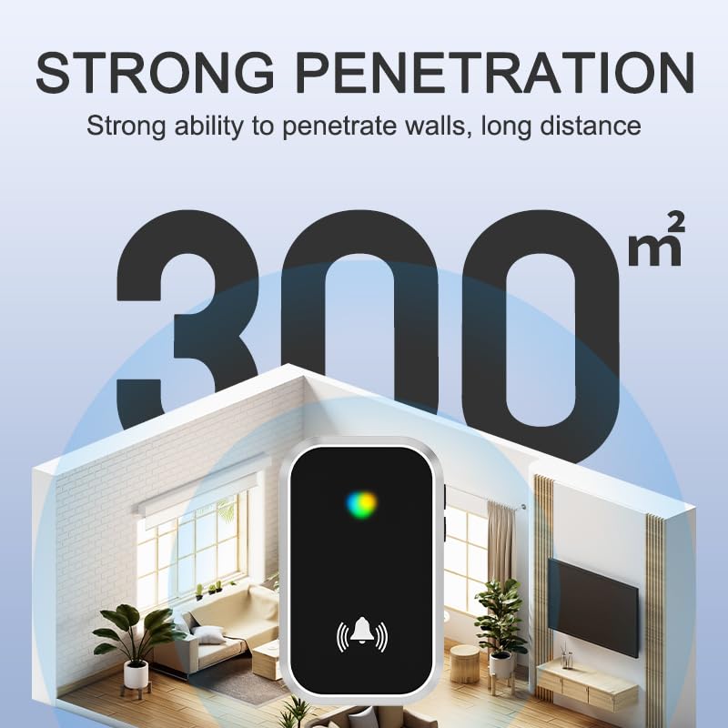 Image of Nik Case Wireless Doorbell for Home & Office | 1 Year Warranty | Long Range 300m (1000ft) | 4 Volume Levels & Multiple Chimes | Waterproof Door Bell | Glossy Black | Remote Calling Bell