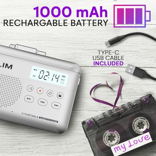 image for KLIM K7 Cassette Tape Player - Cassette to MP3 Converter - Portable - 
