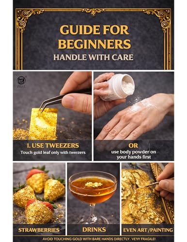 Image of UGLS 22k Edible Gold Leaf Sheets 100 pcs for Sweets Decoration, Cakes Decoration, Worshipper (Pooja), Jain Temple, Face Facial Spa & Many More Benefits. 3x2.in /80x50.mm