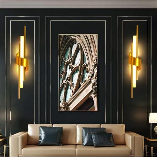 Image of Groeien 12w Modern LED Long Wall Sconce Gold Spiral Beam Acylic Wall Light for Bedroom Living Room Corridor Lighting Fixtures Wall Mount(Spiral Beam, 1)
