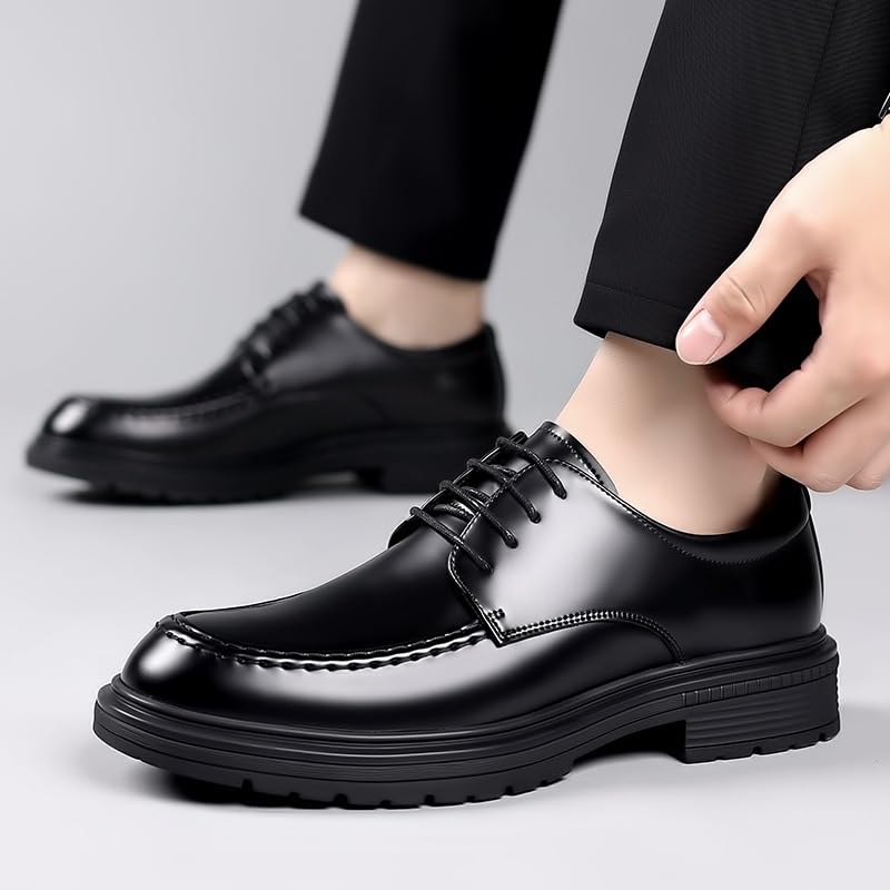 Men's Genuine Leather Platform Oxfords Shoes Fashion Classic Lace Up Dress Shoes Non Slip Casual Business Brogue3