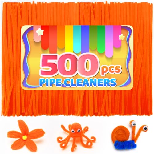 Image of Iooleem 500pcs Orange Pipe Cleaners Bulk for Crafts | Chenille Stems for DIY Flower Making & Festival Decor & Party Projects, Pipe Cleaner Crafts, Art and Craft Supplies