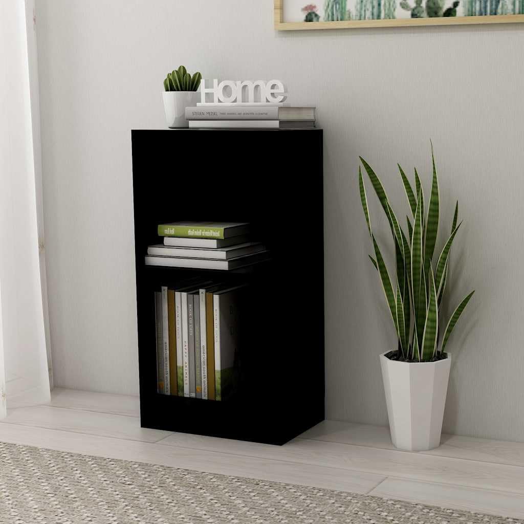 Bücherregal Schwarz aus Holzwerkstoff 40x24x75 cm mit 2 Etagen, stabiles Regalsystem für Wohnzimmer, Büro, Schlafzimmer, vielseitiger Stauraum, einfache Pflege, wandmontierbar