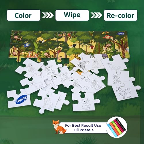 Image of Find The Character | Animals! Jungle Fun | 30 Pieces Floor Jigsaw Puzzle for Kids 3+ Years | Find The Squirrel & Coloring DIY Activity | Wild Animals Jigsaw Puzzle